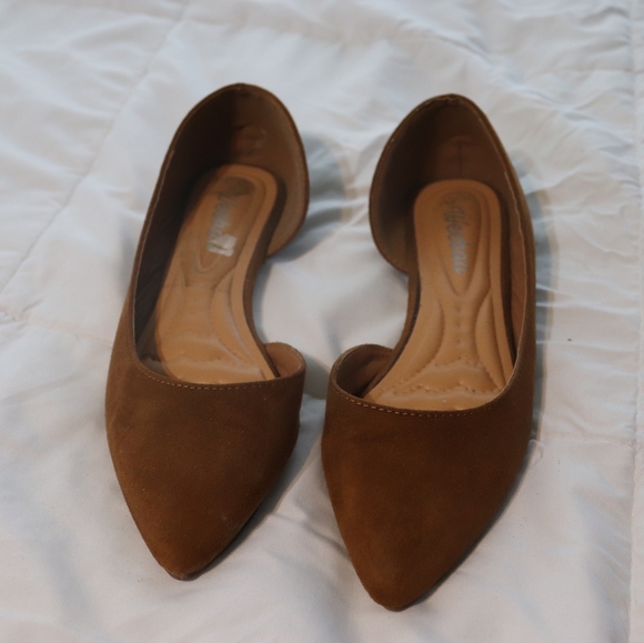 Weeboo Brown Pointed Toe Suede Flats - Picture 2 of 5